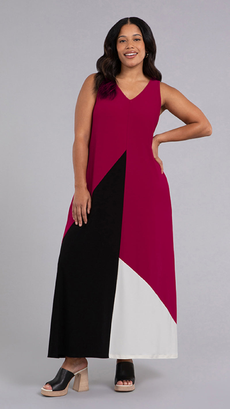 Colour Block Reversible Triangle Sleeveless Dress