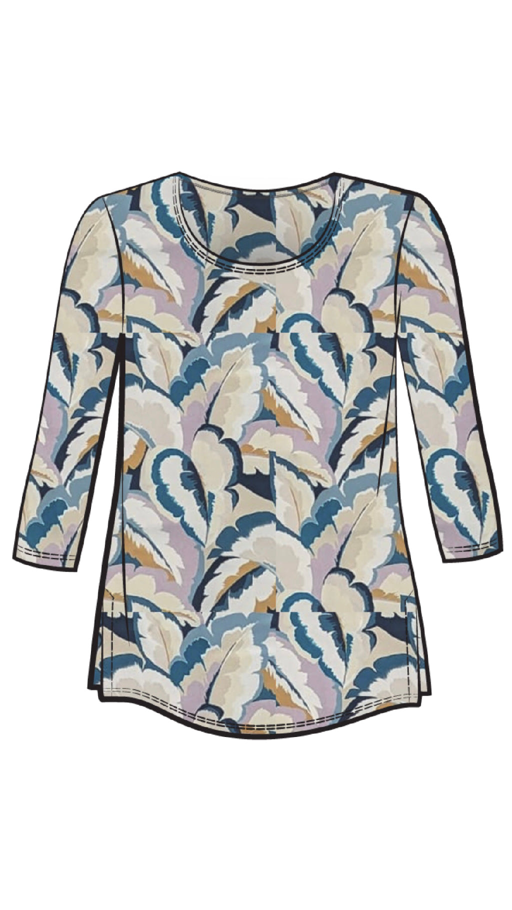 Go to Classic T Relax, 3/4 Sleeves-Feathered Flora