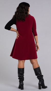 Colour Blocked Patch Pocket Dress, 3/4 Sleeve