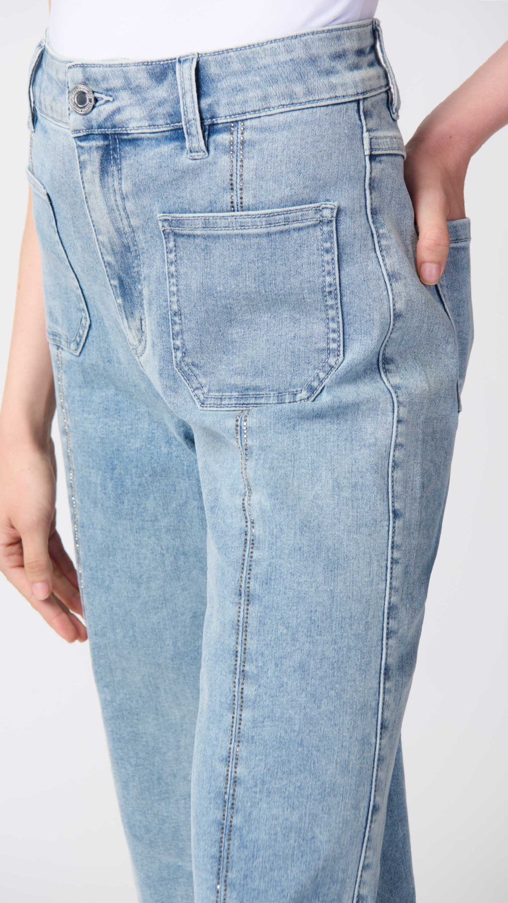 Culotte Jeans With Embellished Front Seam