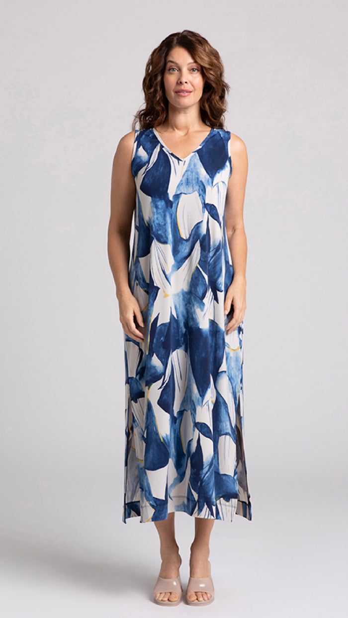 Reversible Slit Tank Dress-Watery Reflections