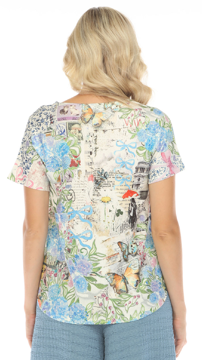 Inoah Short Sleeve V-Neck A-line Top