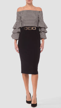 Joseph Ribkofff Off Shoulder Checkered Dress (Sale)