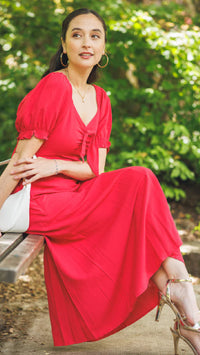 Papillon Midi Dress With Pockets And Smocked Waist