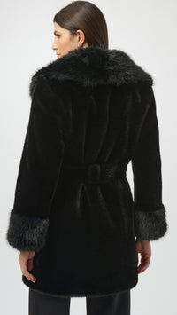 Joseph Ribkoff Faux Fur Shawl Collar Fitted Coat