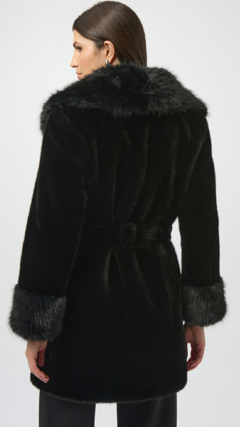 Joseph Ribkoff Faux Fur Shawl Collar Fitted Coat