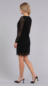 Lace V-Neck Slim Dress, Long Sleeve (Sale)