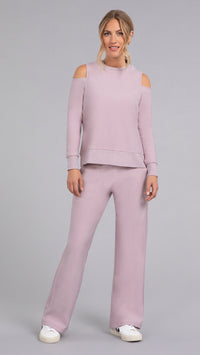 Bamboo Fleece Cut Out Shoulder Top, Long Sleeve