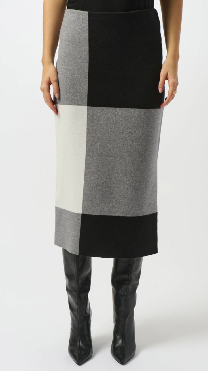 Joseph Ribkoff Jacquard Sweater Colour Blocked Skirt and Pullover Set