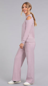 Bamboo Fleece Cut Out Shoulder Top, Long Sleeve
