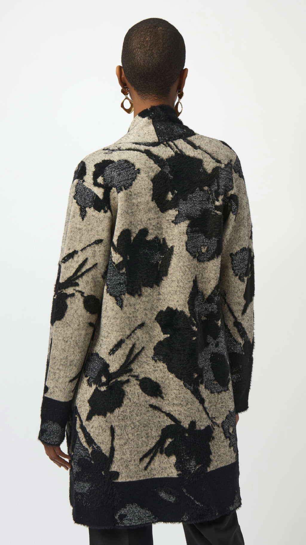 Joseph Ribkoff Abstract Jacquard Sweater Knit Long Cardigan