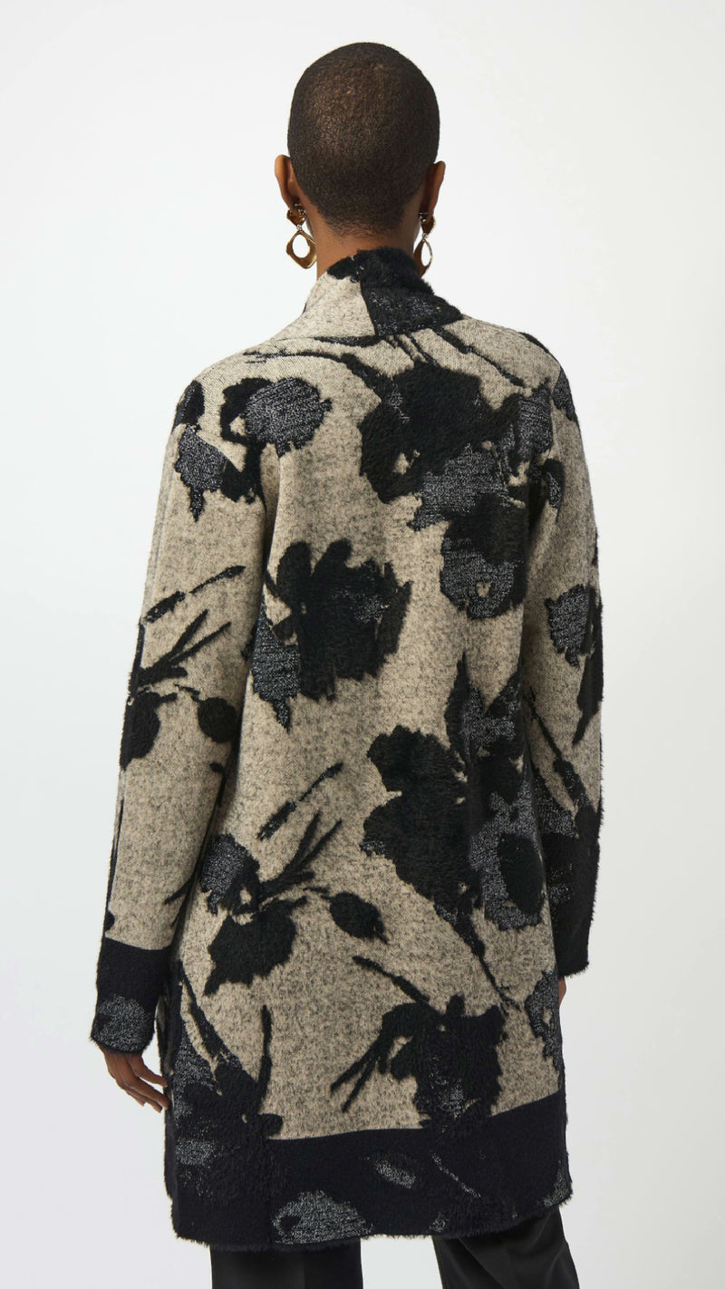 Joseph Ribkoff Abstract Jacquard Sweater Knit Long Cardigan