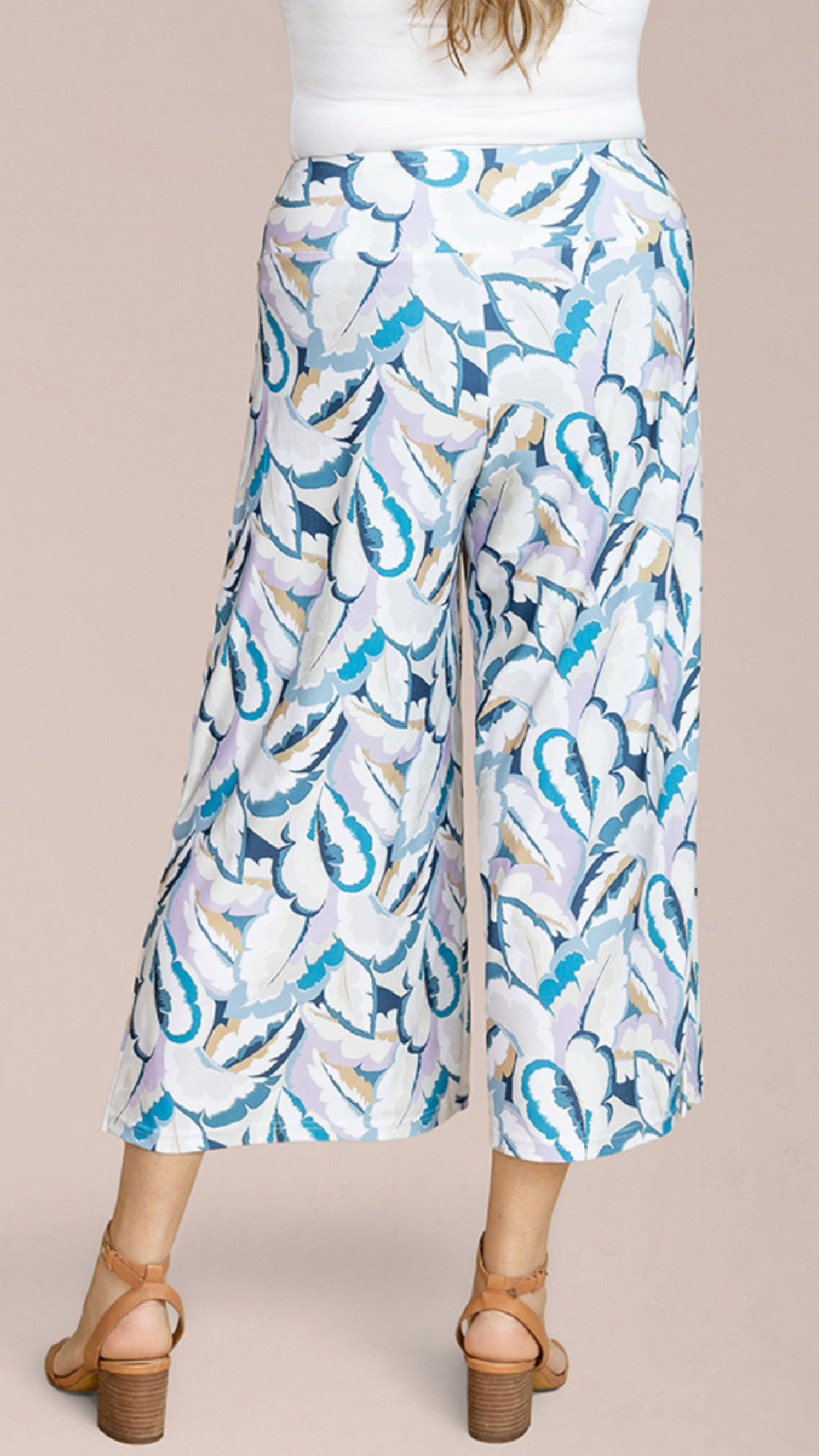 Side Slit Wide Capri- Feathered Flora