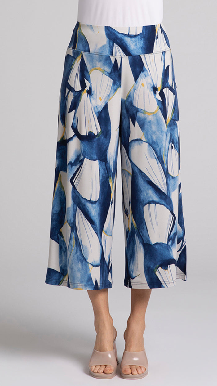 Side Slit Wide Capri-Watery Reflections (Sale)