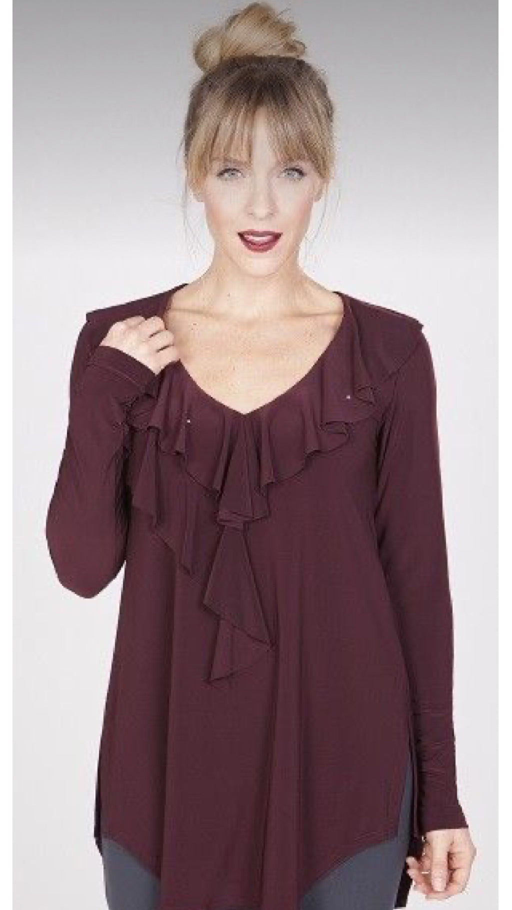 Revived Ruffle Tunic, 3/4 Sleeve