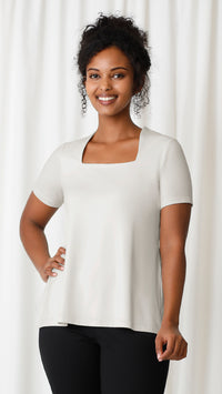Square Neck Top, Short Sleeve (Sale)