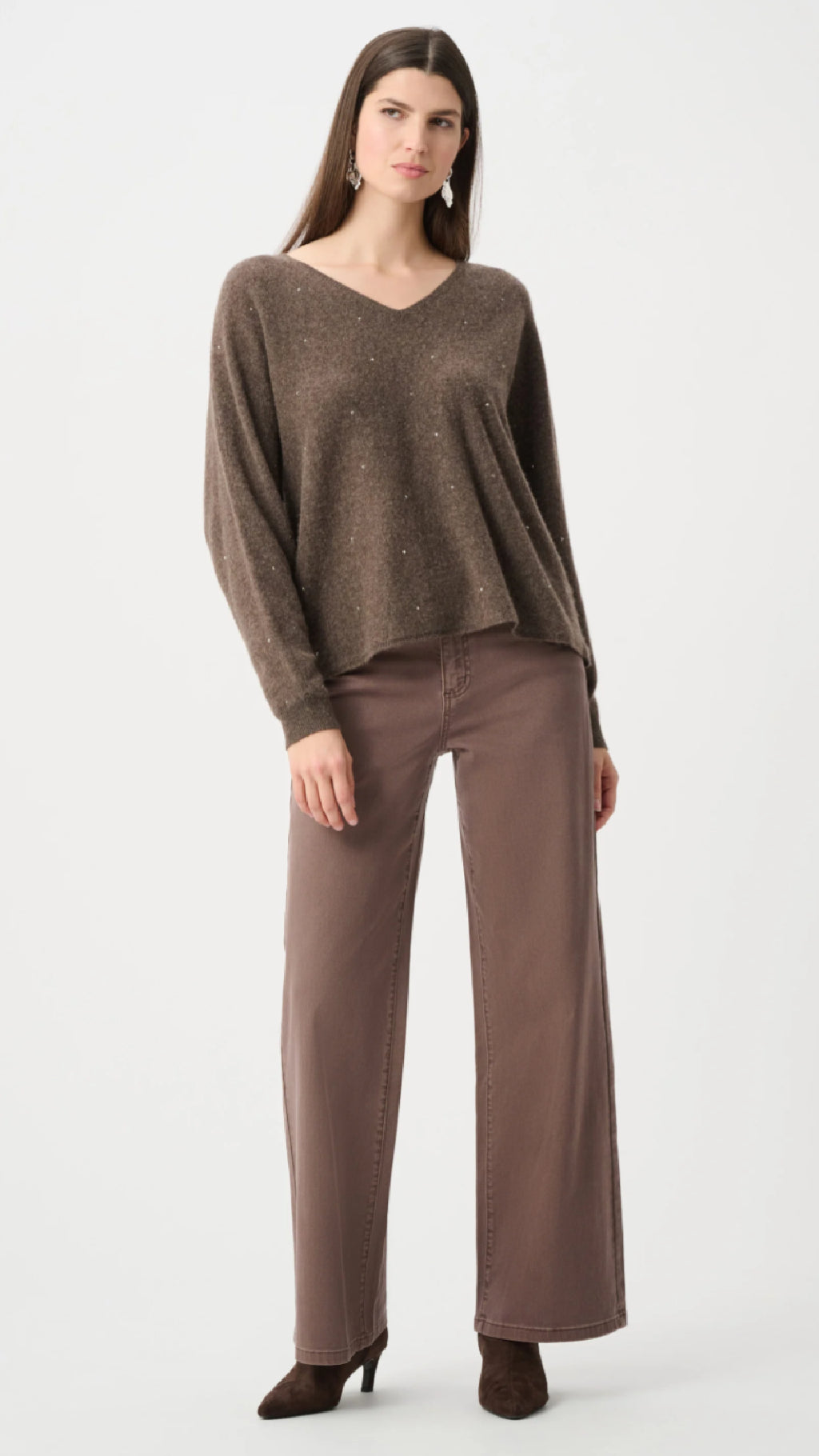 Joseph Ribkoff Cashmere Boxy Sweater With Rhinestone Detail