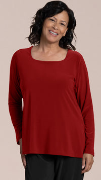 Soft Square Neck Top, 3/4 Sleeve