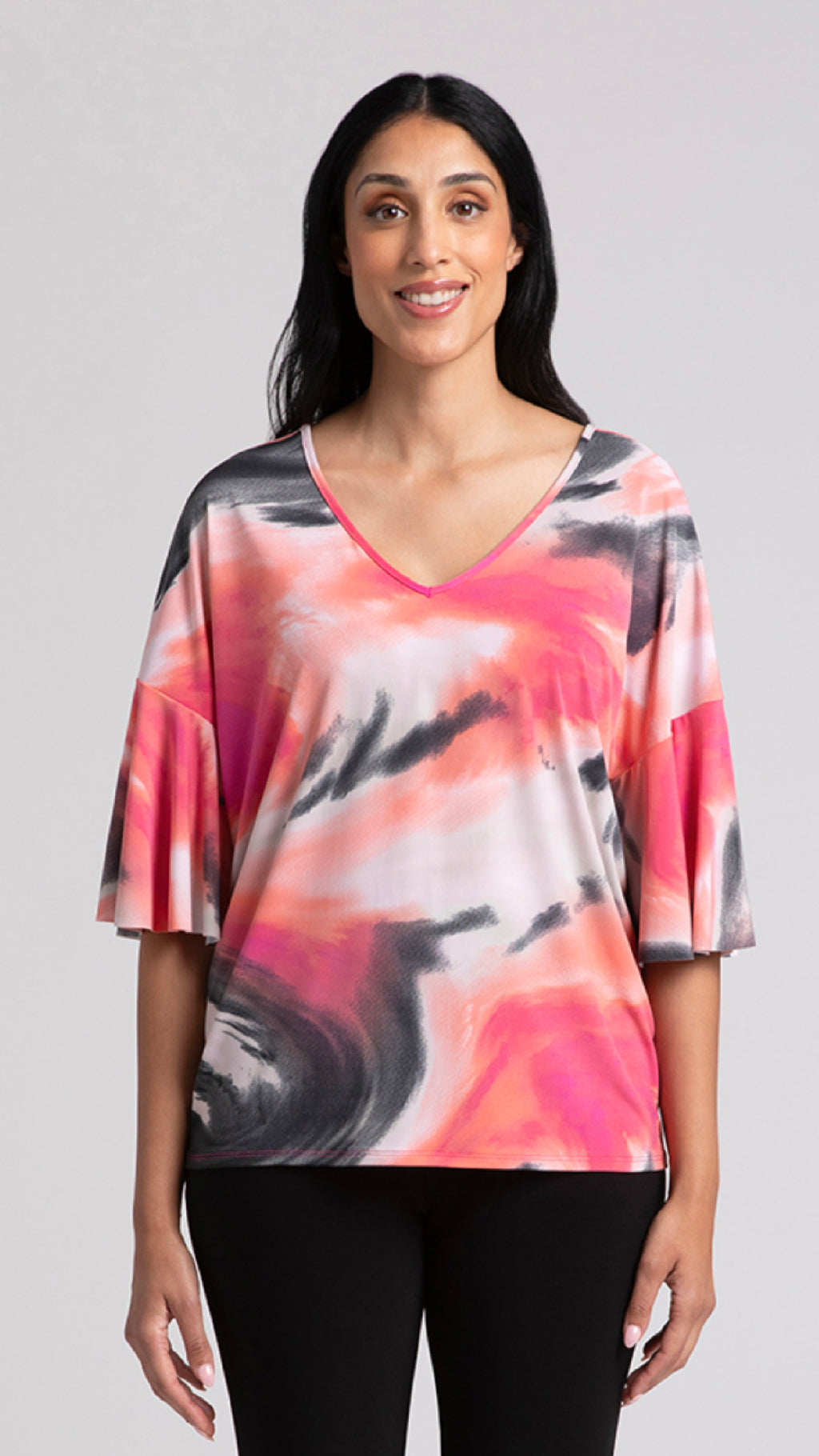 Flutter Dolman Top-Marble Print