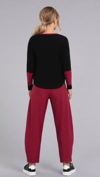 Bamboo Fleece Colour Block Cinch Top, Long Sleeve
