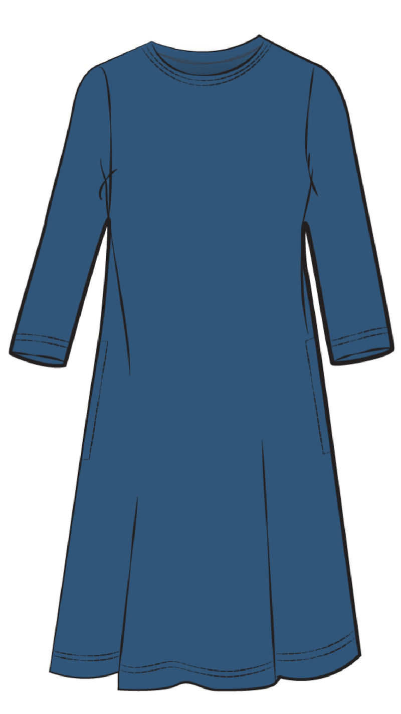 Nu Trapeze Dress, 3/4 Sleeve