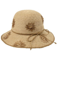 CHRIS CHOI Hat With Floral Embroidery and beads