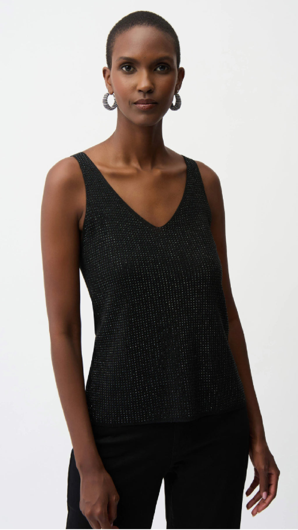 Joseph Ribkoff Metallic Knitted Camisole with Rhinestones