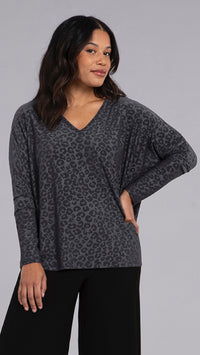 Reversible Cinch Top, Long Sleeve-Animal Embossed