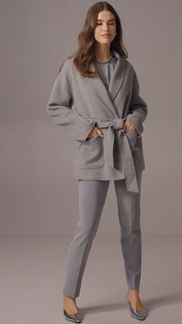 Joseph Ribkoff Wool Blend Belted Coat with Shawl Collar