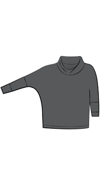 Slouch Sweat Shirt No Ties, 3/4 Sleeve