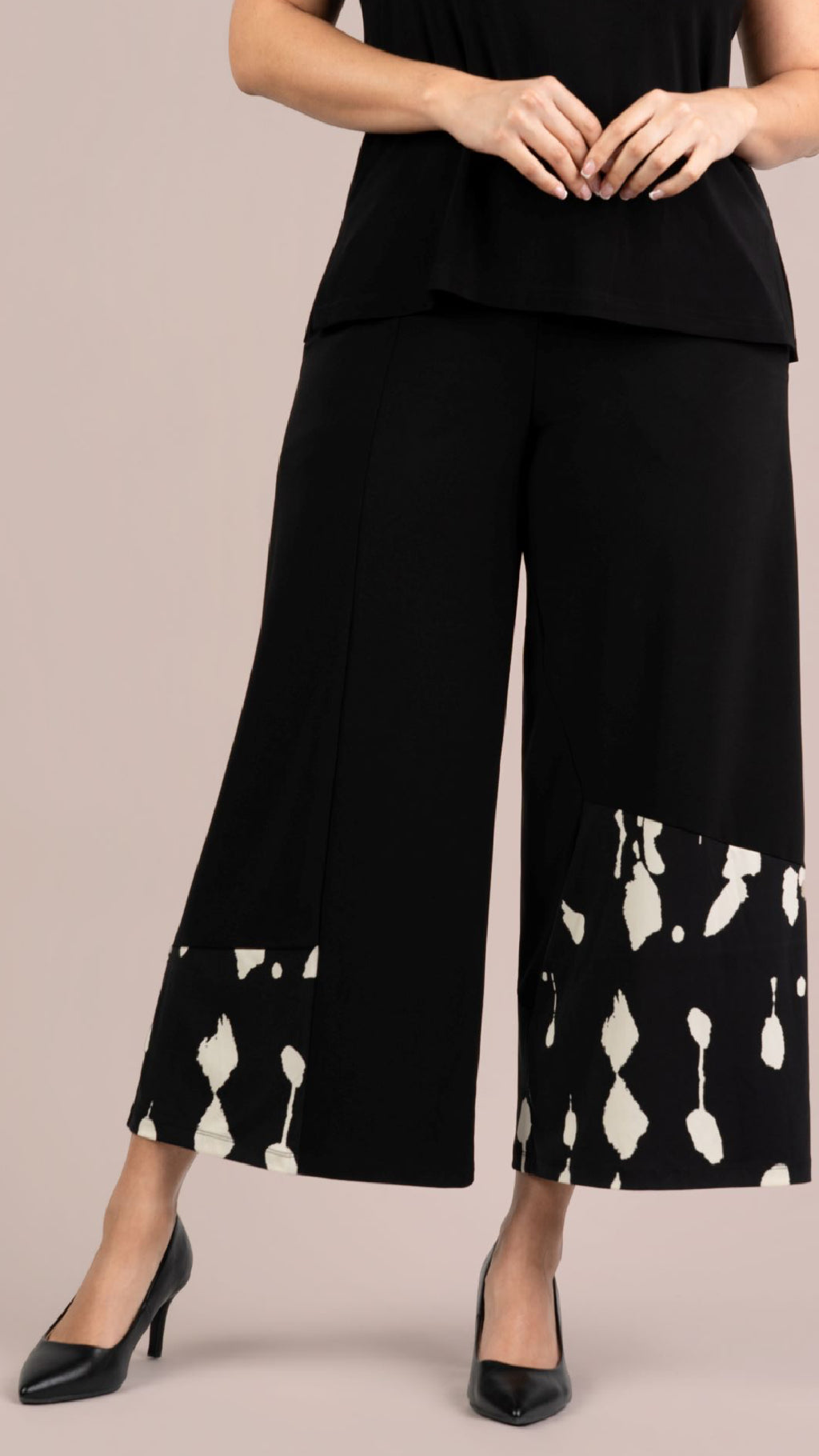 Wide Leg Crop, Block Print-Cashew Splatter