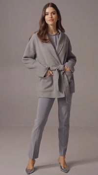 Joseph Ribkoff Wool Blend Belted Coat with Shawl Collar