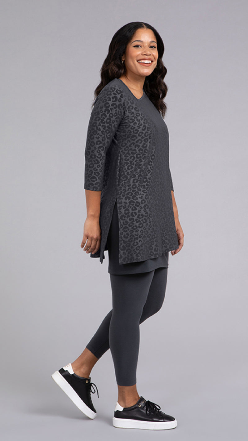 Angle Tunic, 3/4 Sleeve- Animal Embossed (Sale)