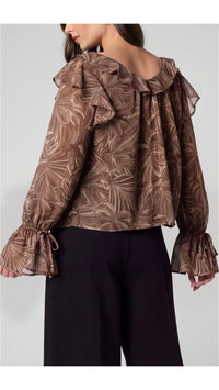 Double Ruffle V-Neck Woven Blouse