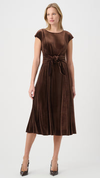 Joseph Ribkoff Velvet Fit & Flare Belted Dress