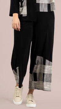 Wide Leg Crop, Block Print-Cashew Plaid