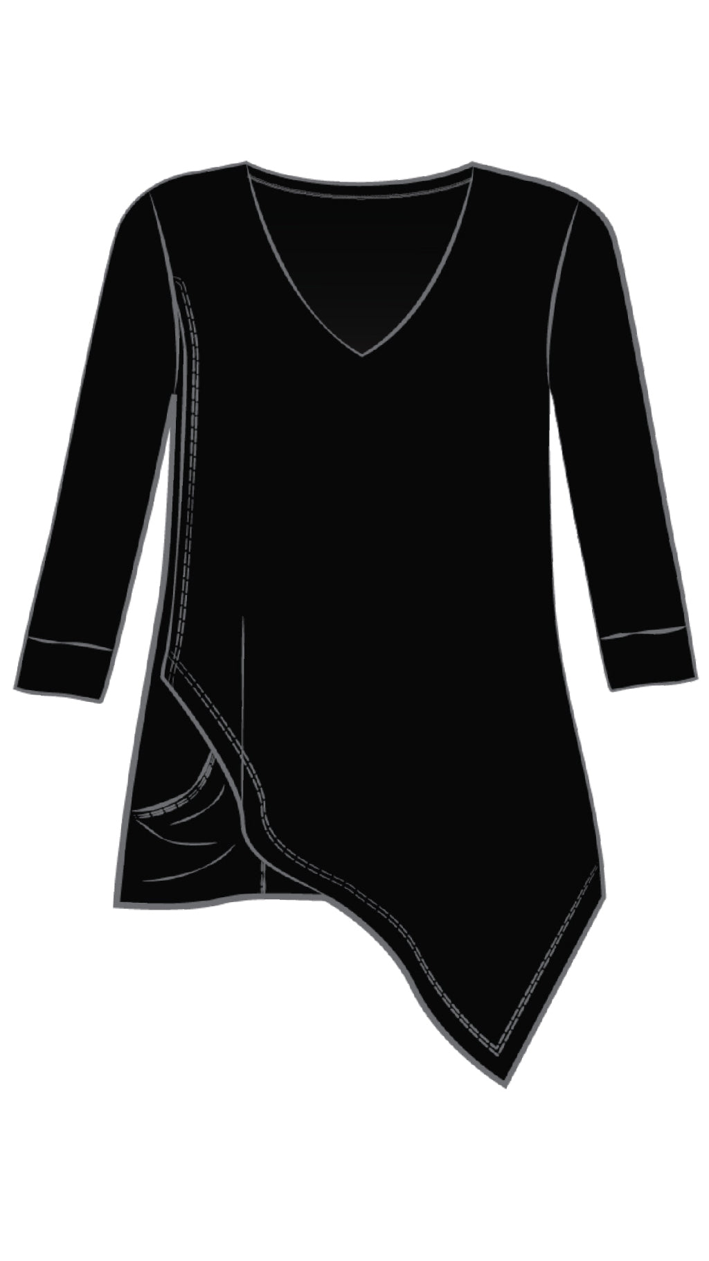 Suitable Secret Pocket Top, 3/4 Length Sleeves