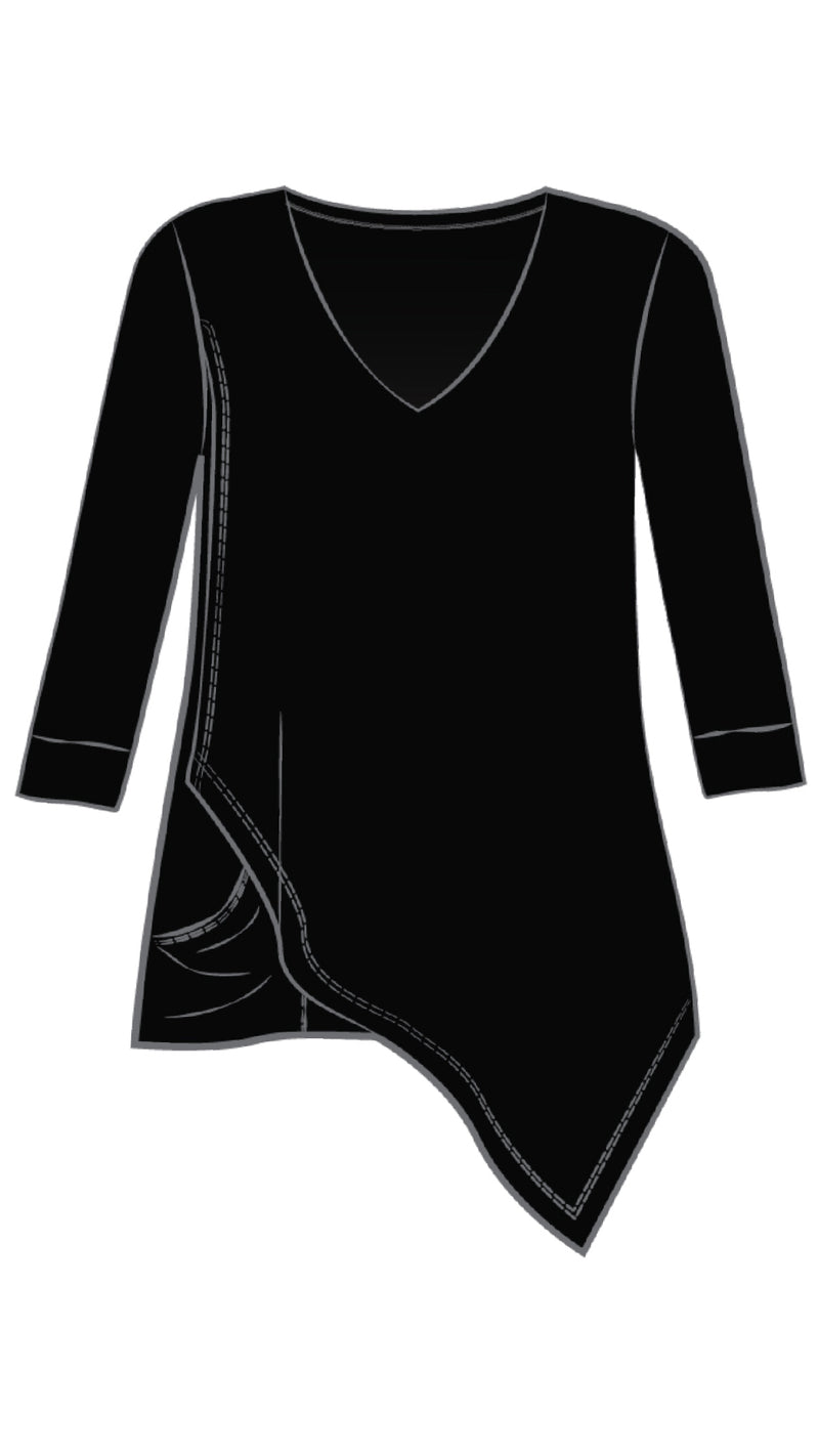 Suitable Secret Pocket Top, 3/4 Length Sleeves