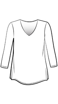 Go To Soft V-Neck Top, 3/4 Sleeves