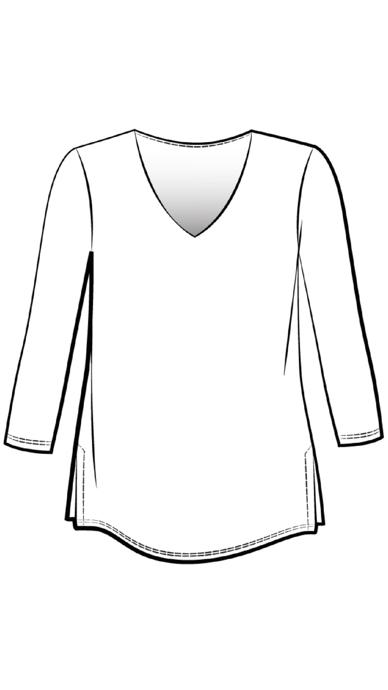 Go To Soft V-Neck Top, 3/4 Sleeves