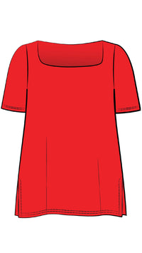 Soft Square Neck Top, Short Sleeves