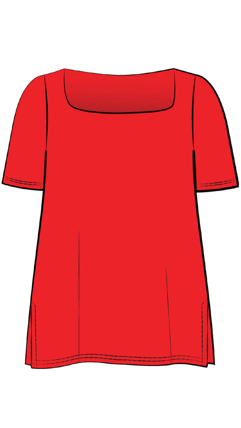 Soft Square Neck Top, Short Sleeves