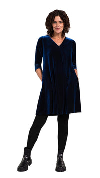 Velvet Reversible Trapeze Dress, 3/4 Sleeve
