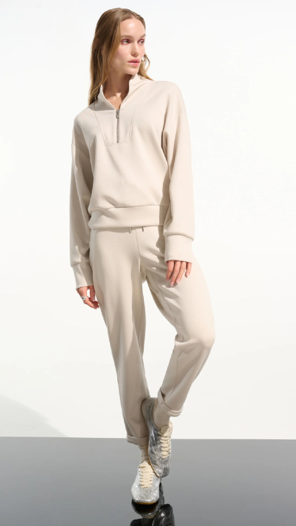 Joseph Ribkoff Scuba Jersey Straight  Pull-On Pants With Draw String and Sweatshirt