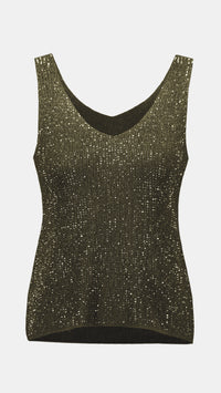 Joseph Ribkoff Metallic Knitted Camisole with Rhinestones