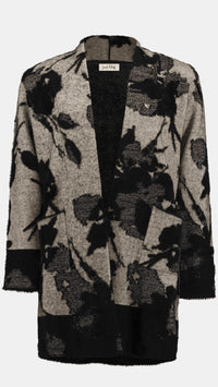 Joseph Ribkoff Abstract Jacquard Sweater Knit Long Cardigan