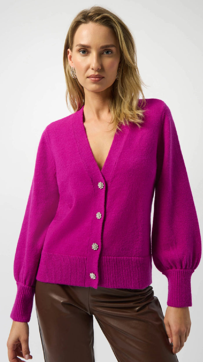 Joseph Ribkoff Sweater Knit Cardigan With Puff Sleeves