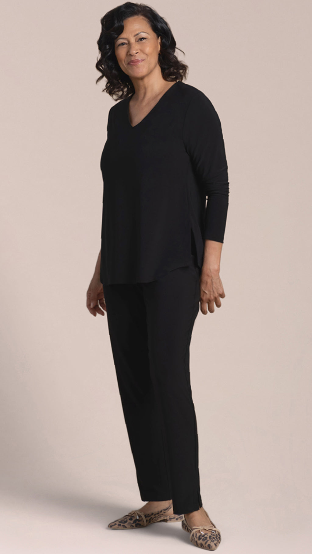 Go To Soft V-Neck Top, 3/4 Sleeves
