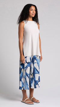 Side Slit Wide Capri-Watery Reflections (Sale)