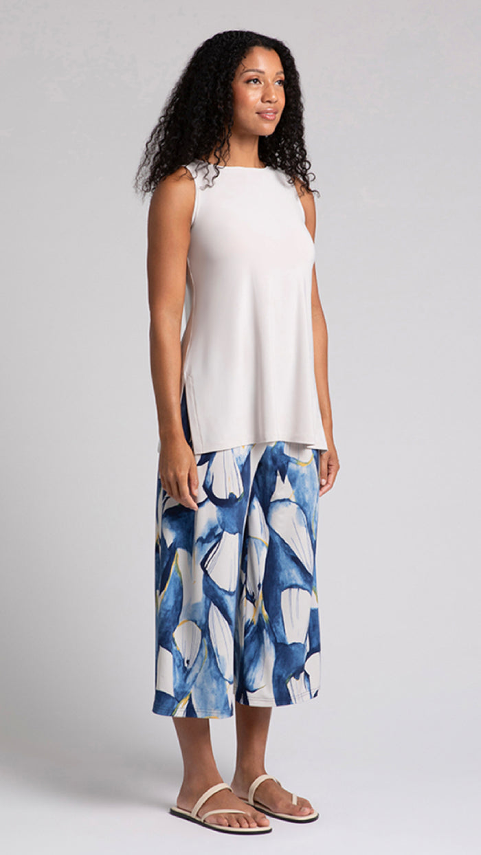 Side Slit Wide Capri-Watery Reflections (Sale)